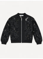Girls Floral Lace full Zip Bomber Casual Jacket