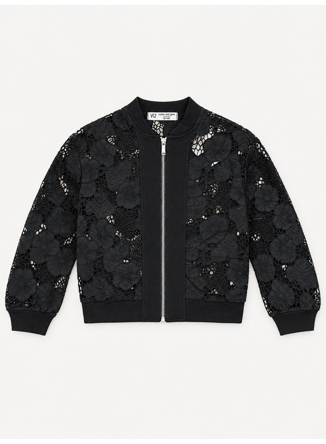 Girls Floral Lace full Zip Bomber Casual Jacket