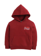 Boys' Maroon "Worldwide" Printed Hooded Sweatshirt