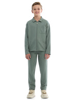 Boys Twill Co-Ord Set | Zipper Shirt & Jogger Pant | Utility Style Outfit