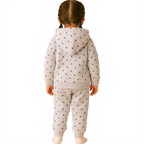 victor and jane 3-piece set for girls featuring a grey hooded sweatshirt and matching joggers with a star print