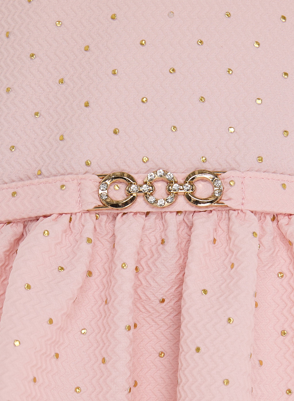 Chic Pink/Gold Lapel Jacquard Dress