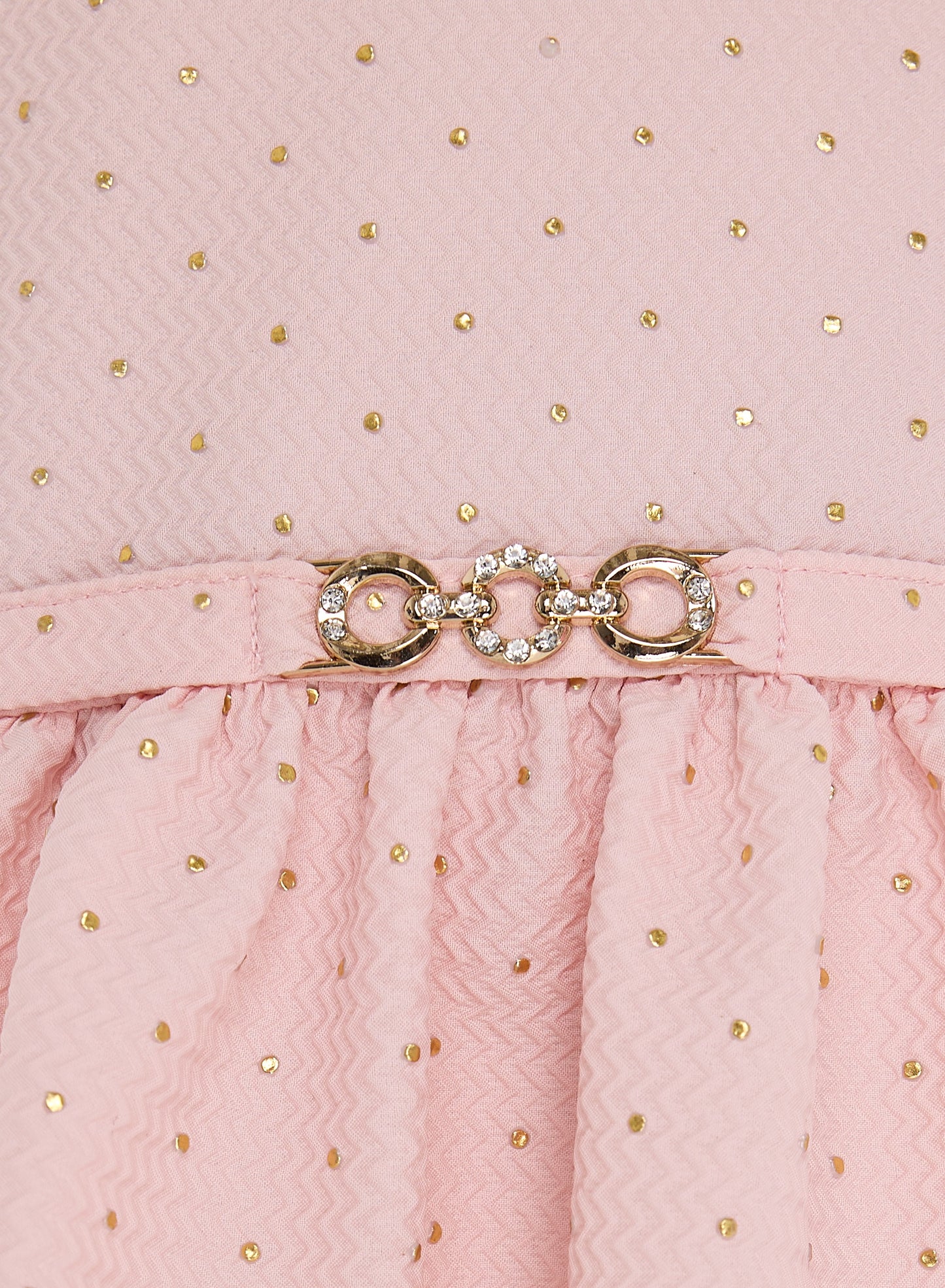 Chic Pink/Gold Lapel Jacquard Dress