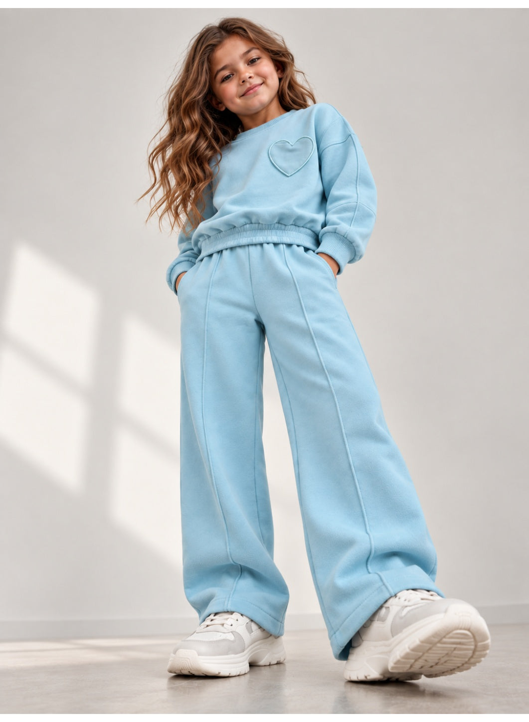 Girls Sweatshirt and Wide Leg Pants Co-ord Set