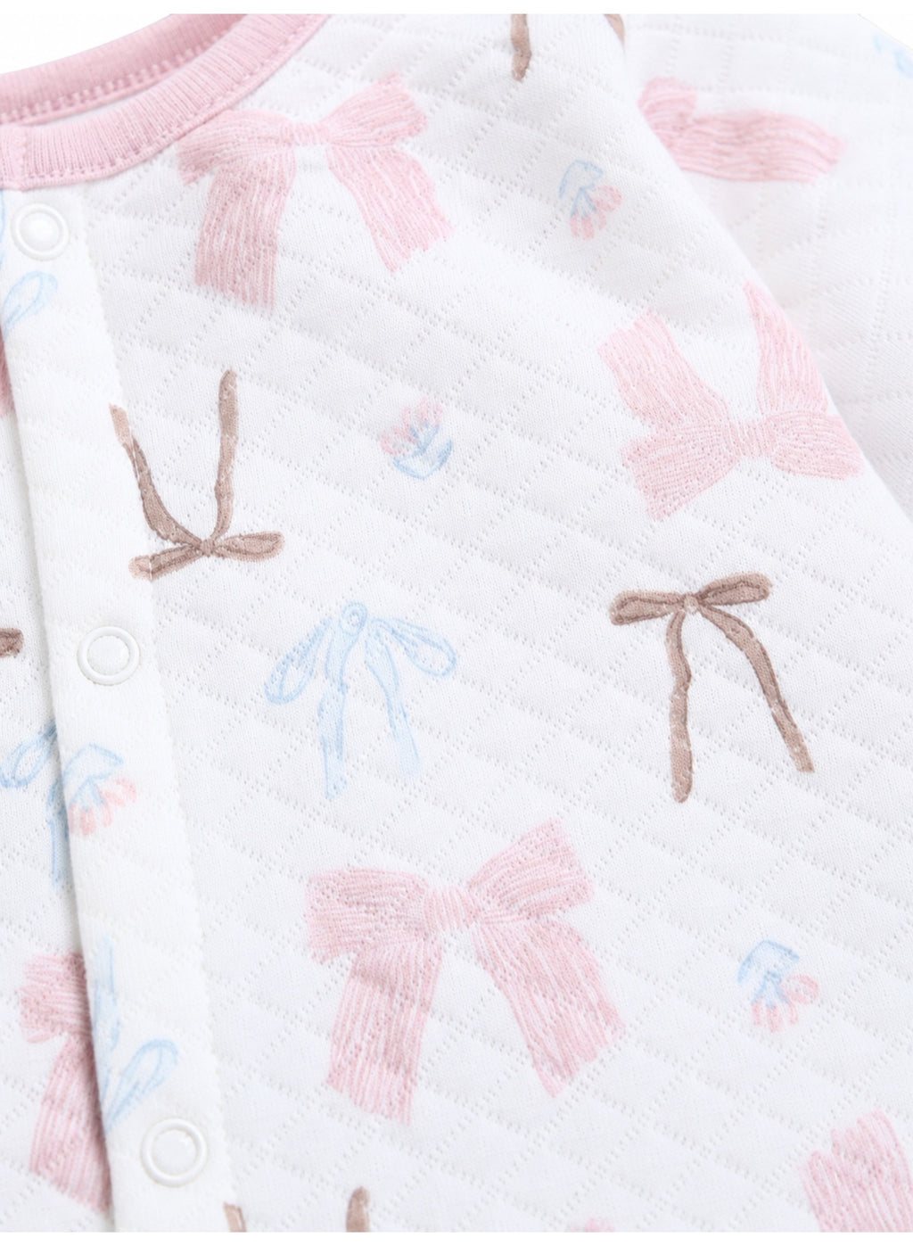 Baby Girls Quilted Footed Onesies 2-Piece Pack with Bow Detail