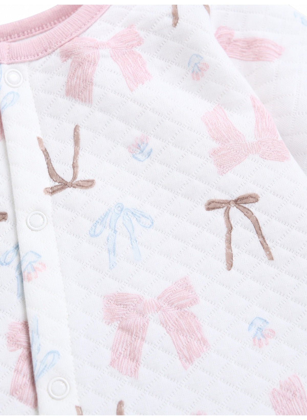 Baby Girls Quilted Footed Onesies 2-Piece Pack with Bow Detail