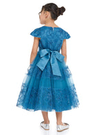 Elegant Blue Tulle Dress With Lace And Sequins