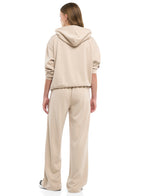 2 Piece Set- Beige Zip-Up Hoodie & Wide-Leg Trousers Set