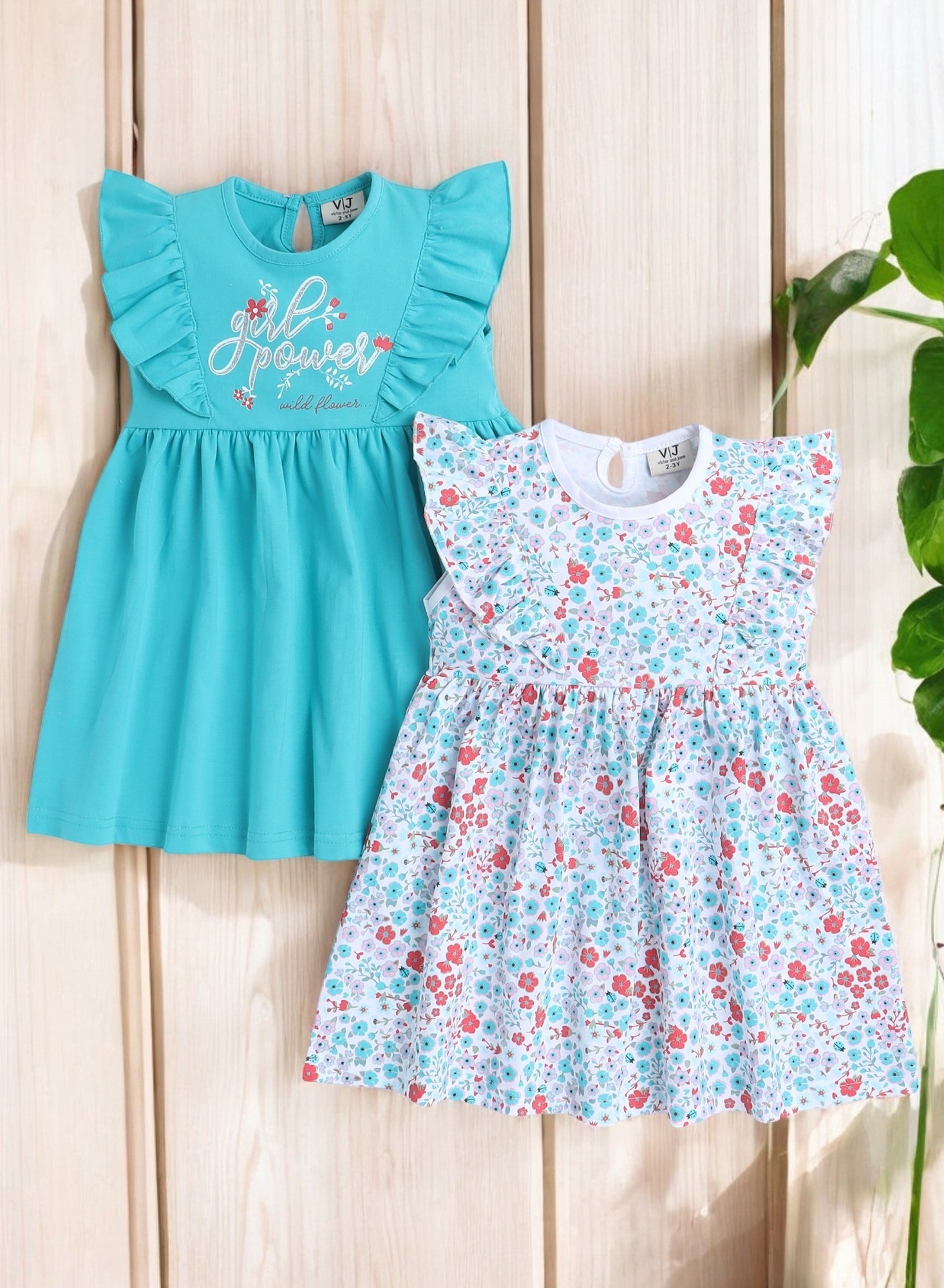 Victor And Jane - All-Over Printed Ruffle Dress (Pack Of 2)