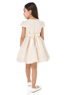Girls Elegant Gold Jacquard Party Dress