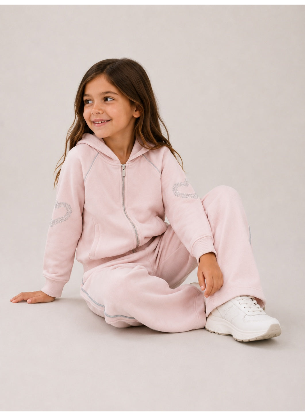 Girls Full Zip Sweatshirt Hoodie and Wide Leg Pants Set