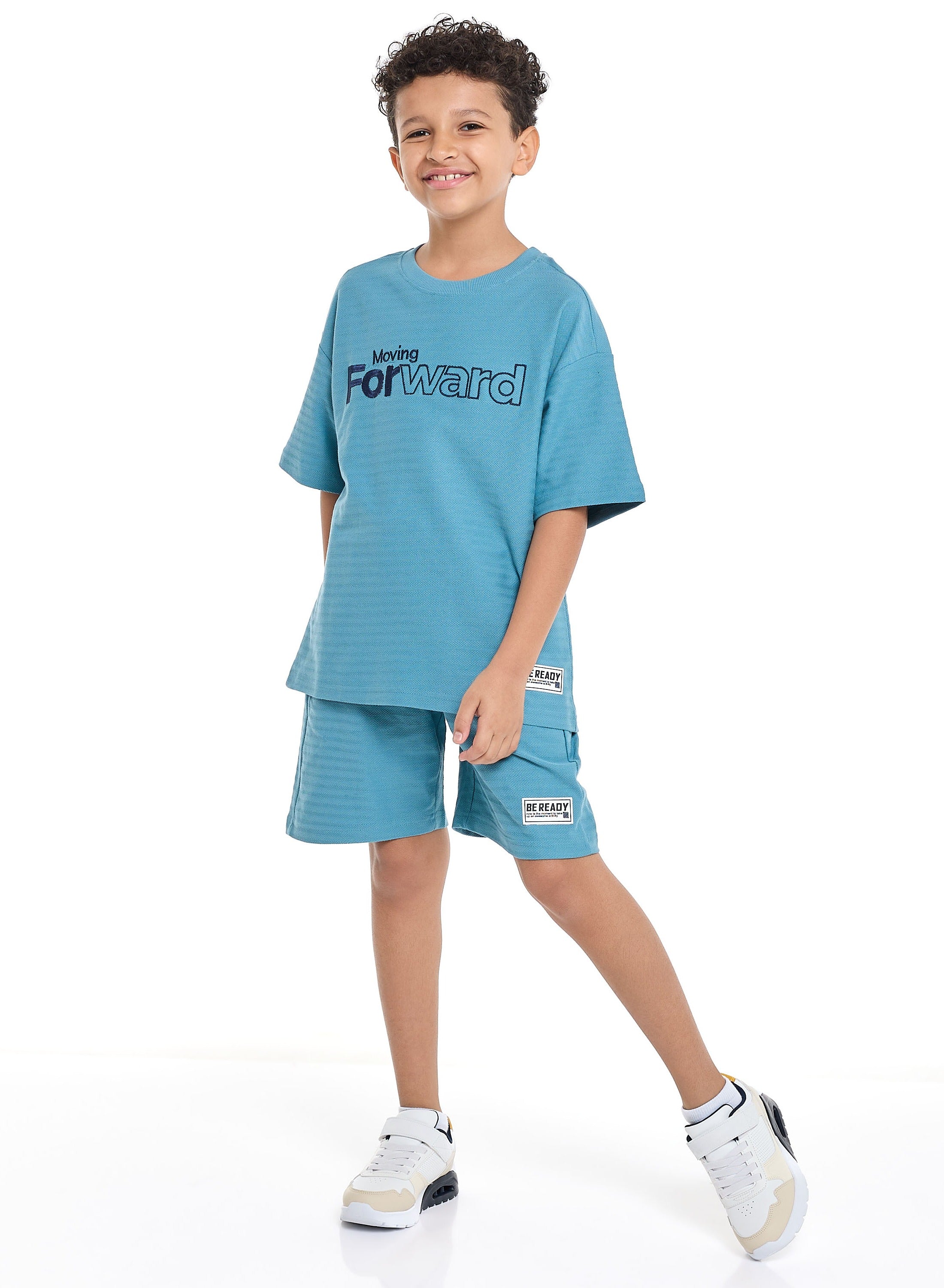 Victor And Jane Sr Boys' Jacquard Set “ Striped Design With Textured Material, Ready-To-Move Coordinated Match Sets