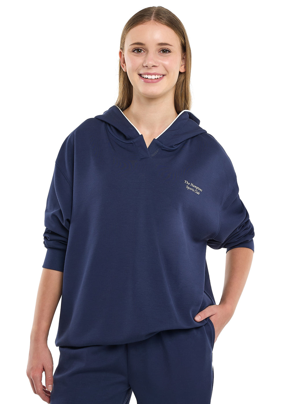 Ladies’ Navy Wide-Leg Pants & Hoodie Set