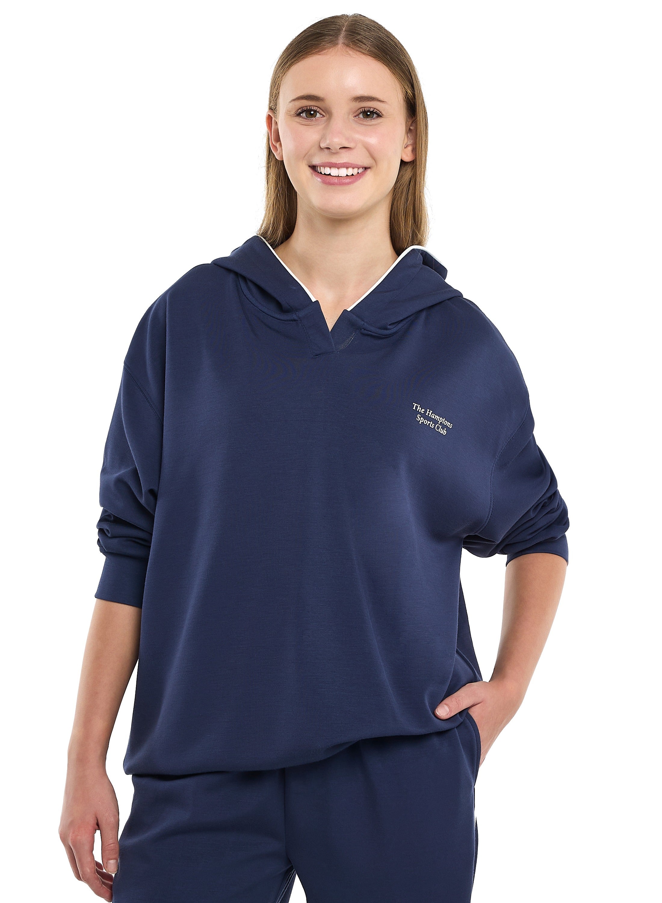 Ladies’ Navy Wide-Leg Pants & Hoodie Set