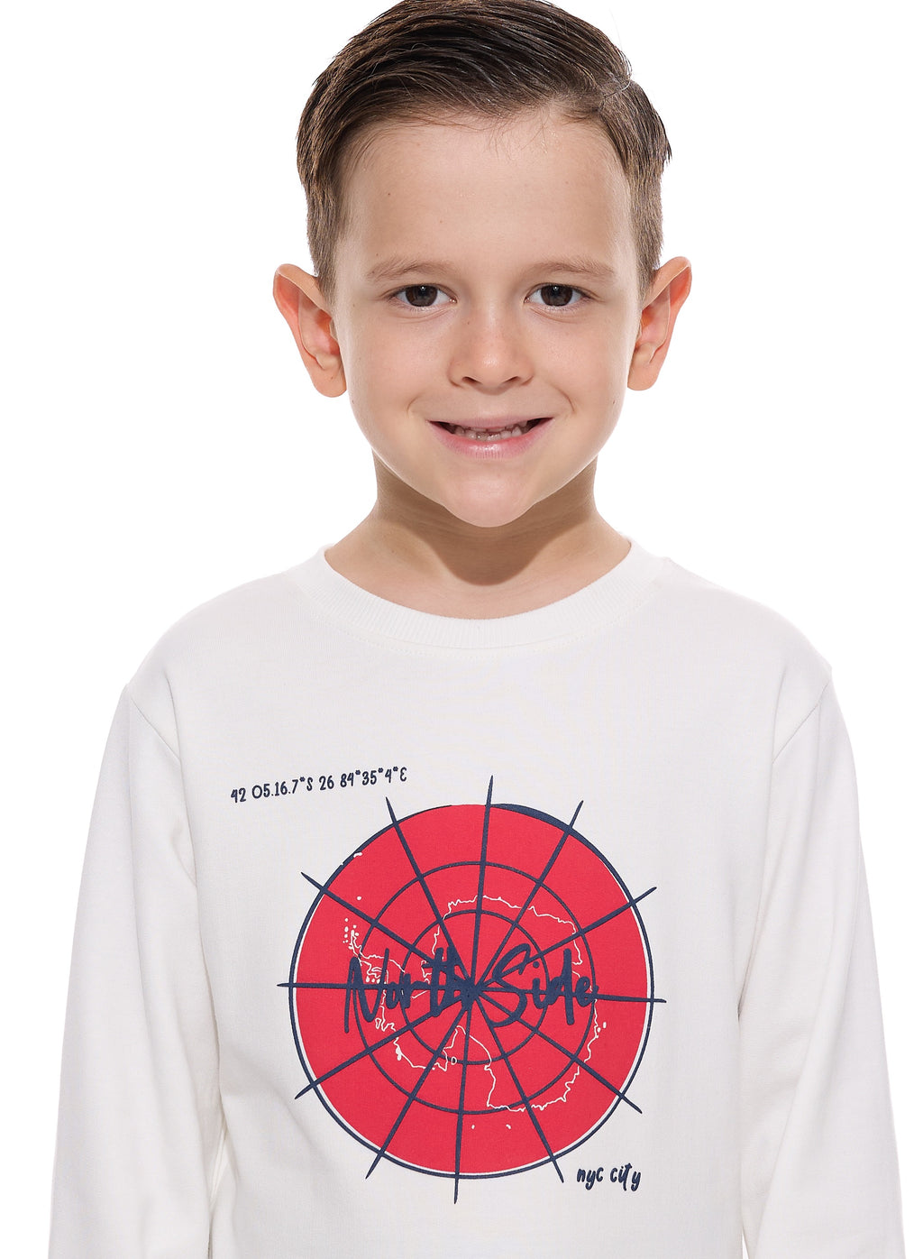 Boys' 2-Piece Sweatshirt And  Jogger Set Off White-Navy
