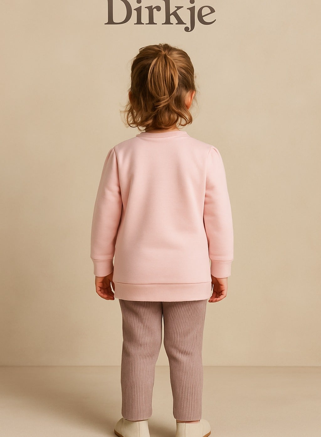 Dirkje Sheep Patched Sweatshirt And Pant Set - Pink/Grey