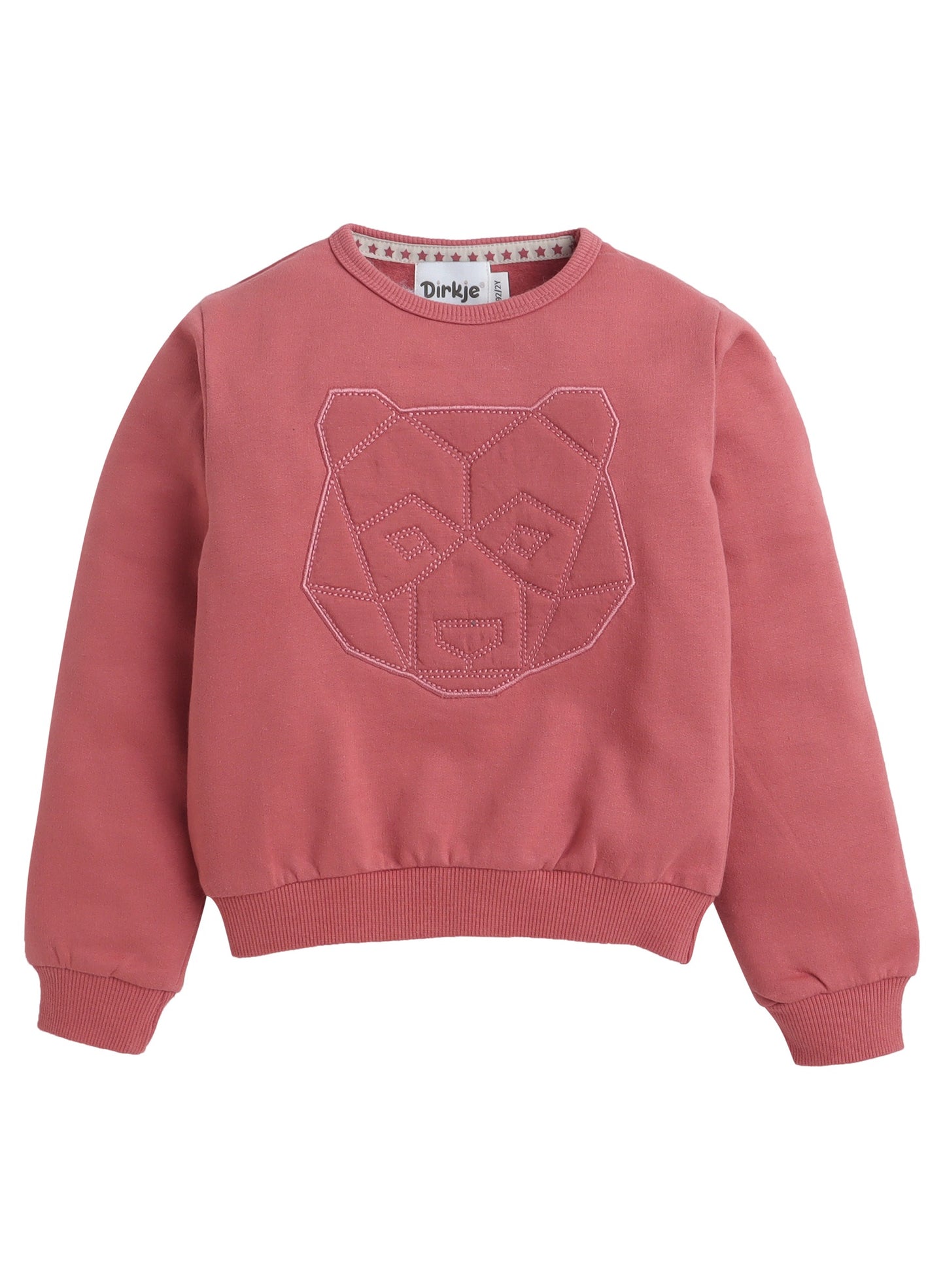 Dirkje Boys Bear Graphic Fleece Tracksuit – Coral & Grey 2-Piece Set