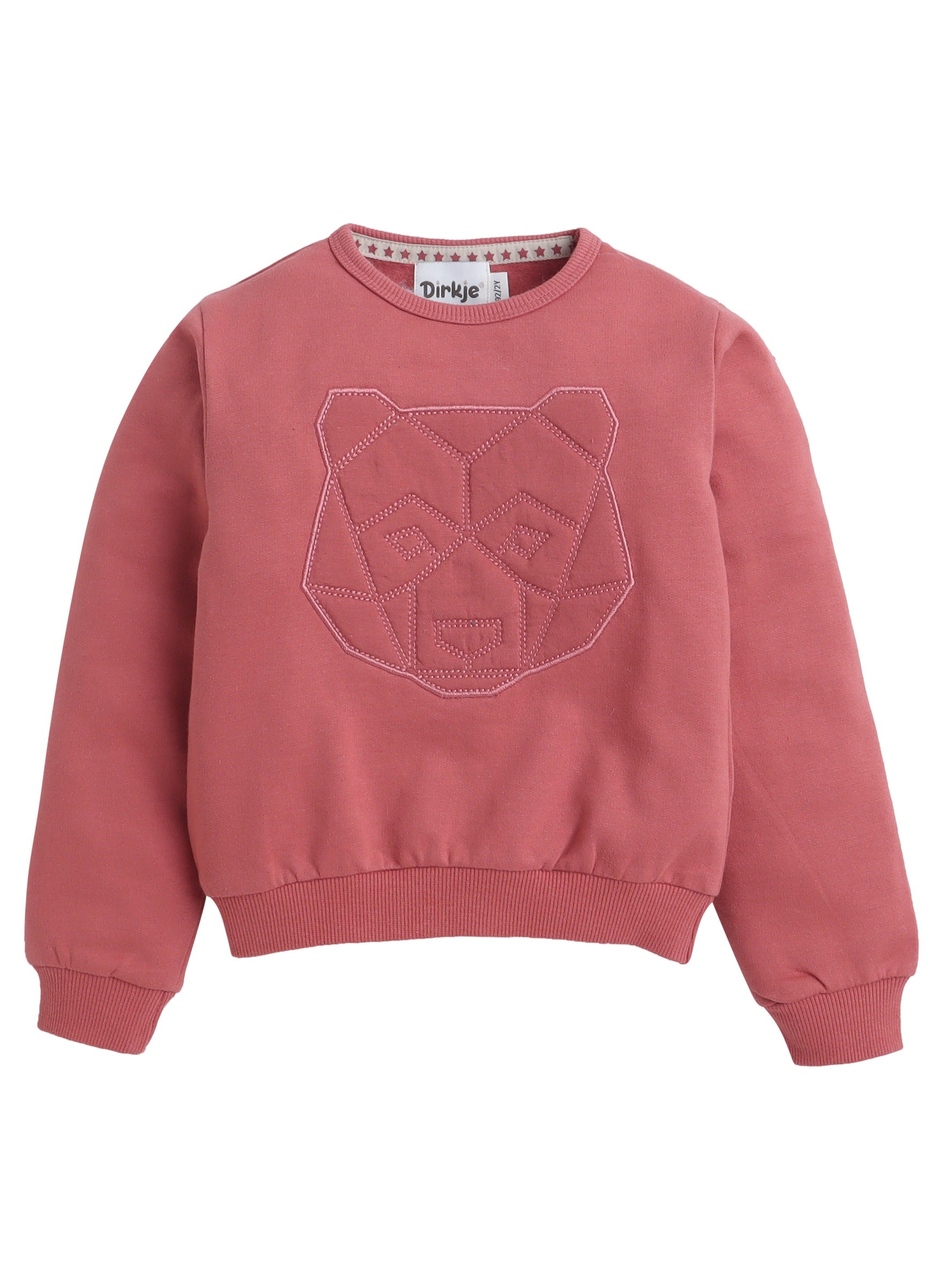 Dirkje Cotton Bear Face Embroidered Full Sleeves Sweatshirt & Joggers Set - Pink/Navy Blue