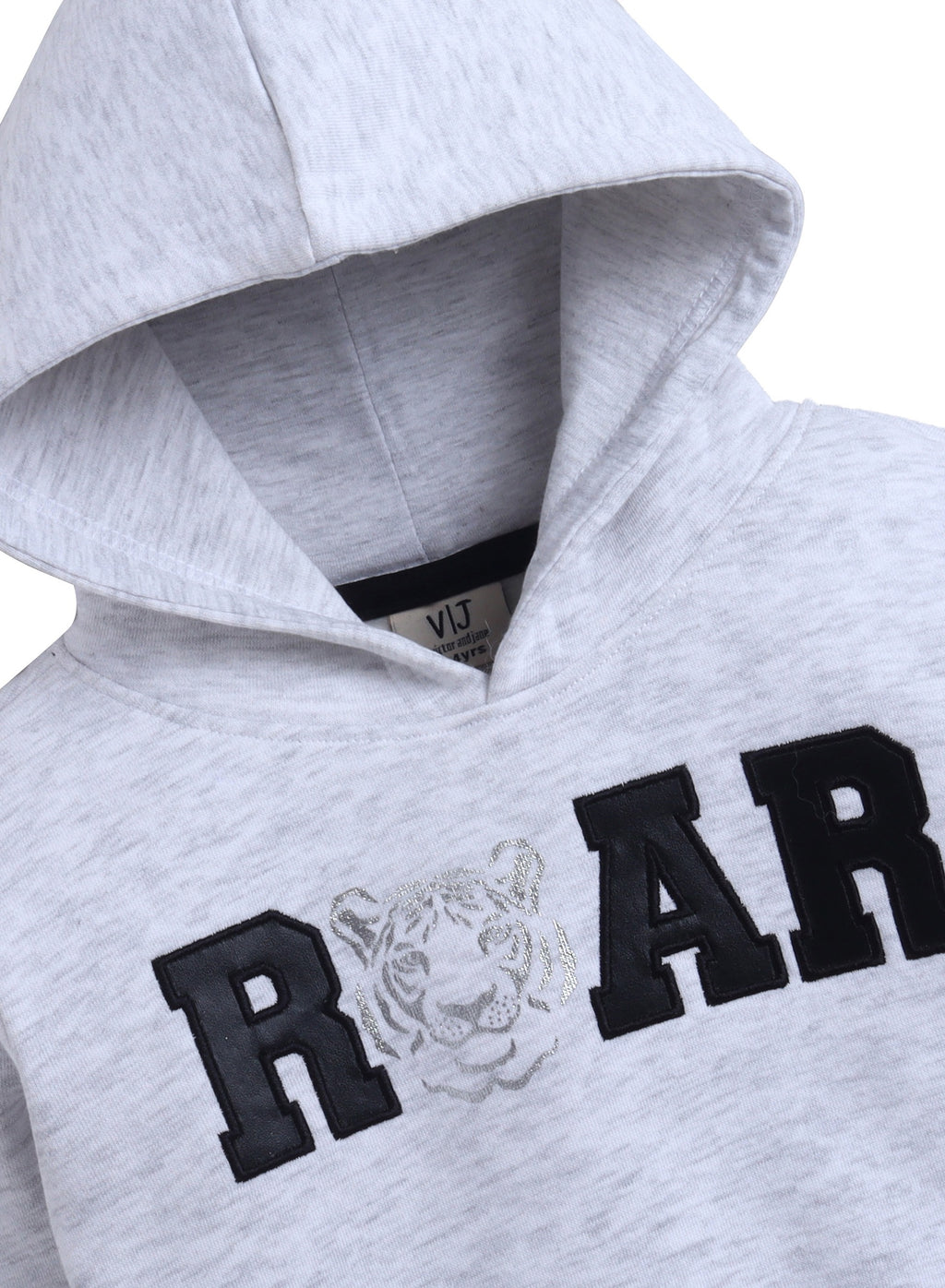 Girls Œroar” Tiger Fleece Hoodie “ Grey