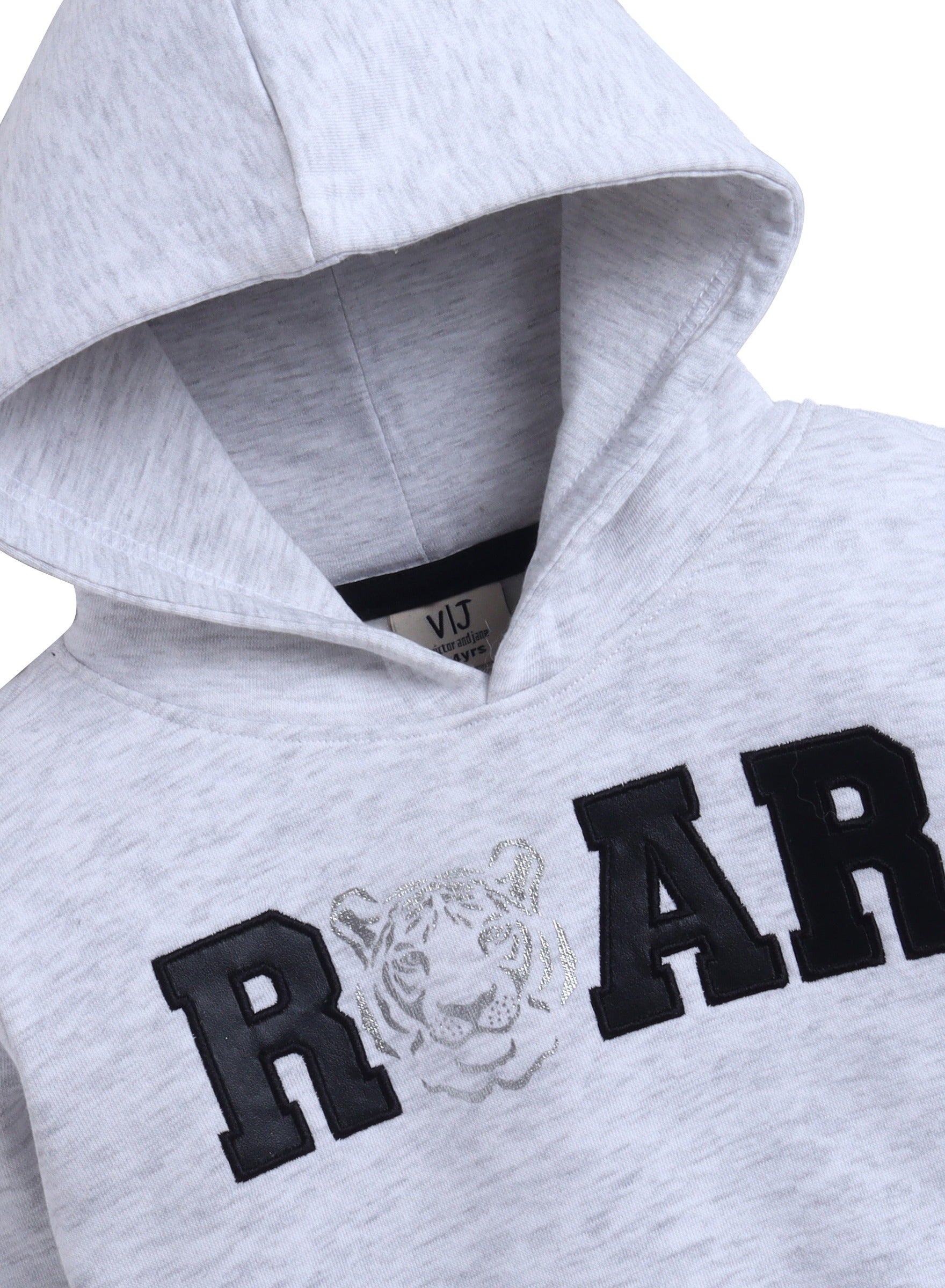Girls Œroar” Tiger Fleece Hoodie “ Grey