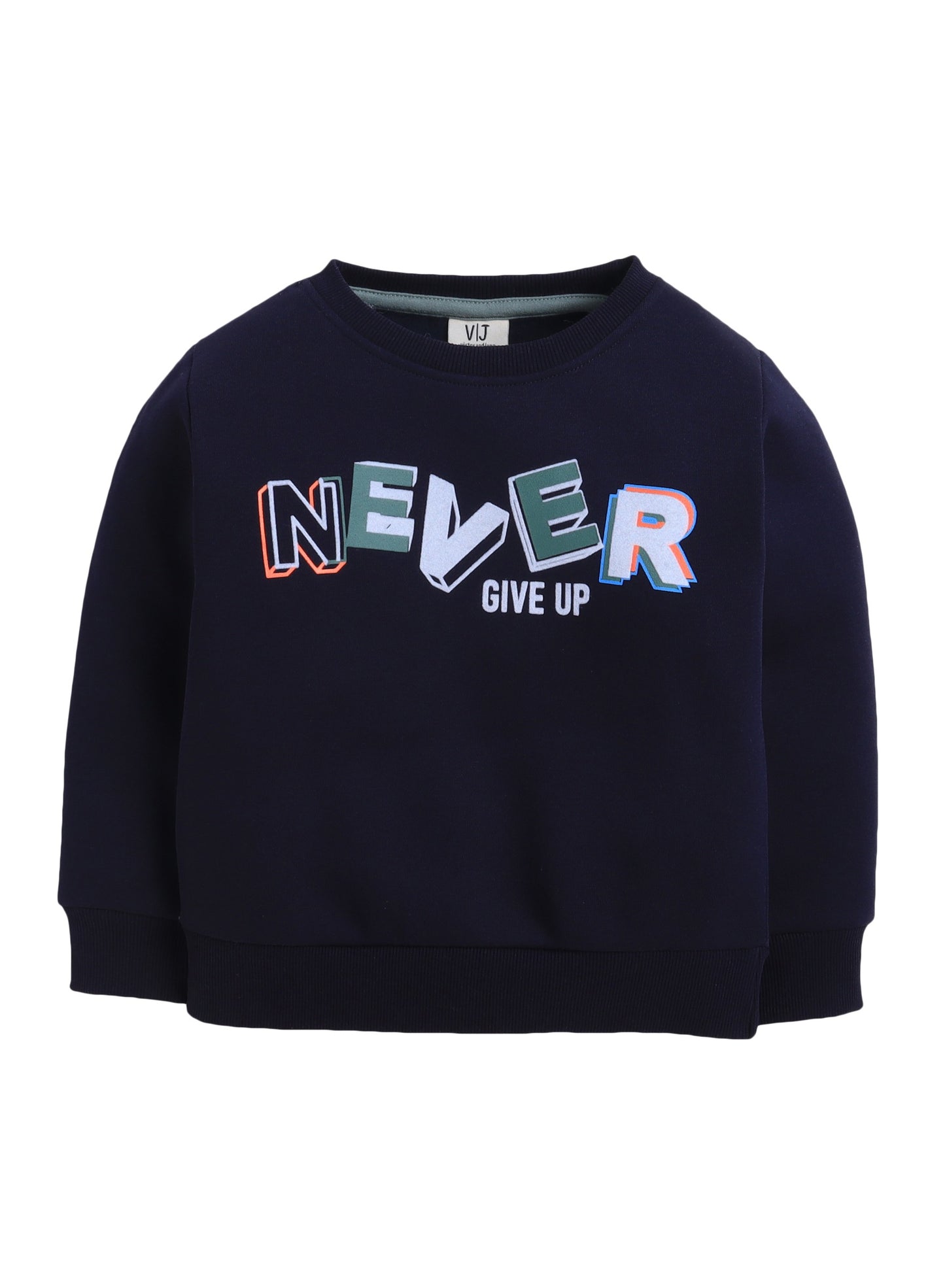 Boys' Navy "Never Give Up" Slogan Sweatshirt
