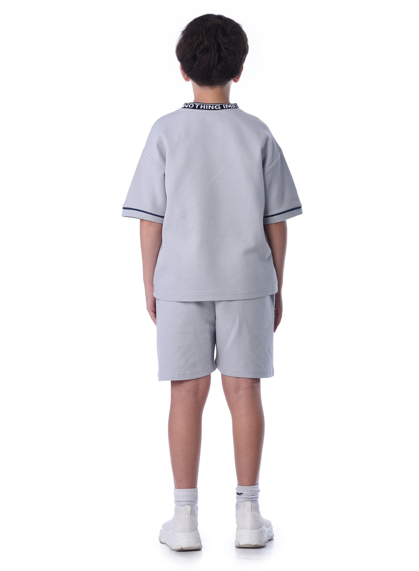 Victor and Jane Boys' Jacquard Set – Light Blue 2-Piece Outfit with Label Detail