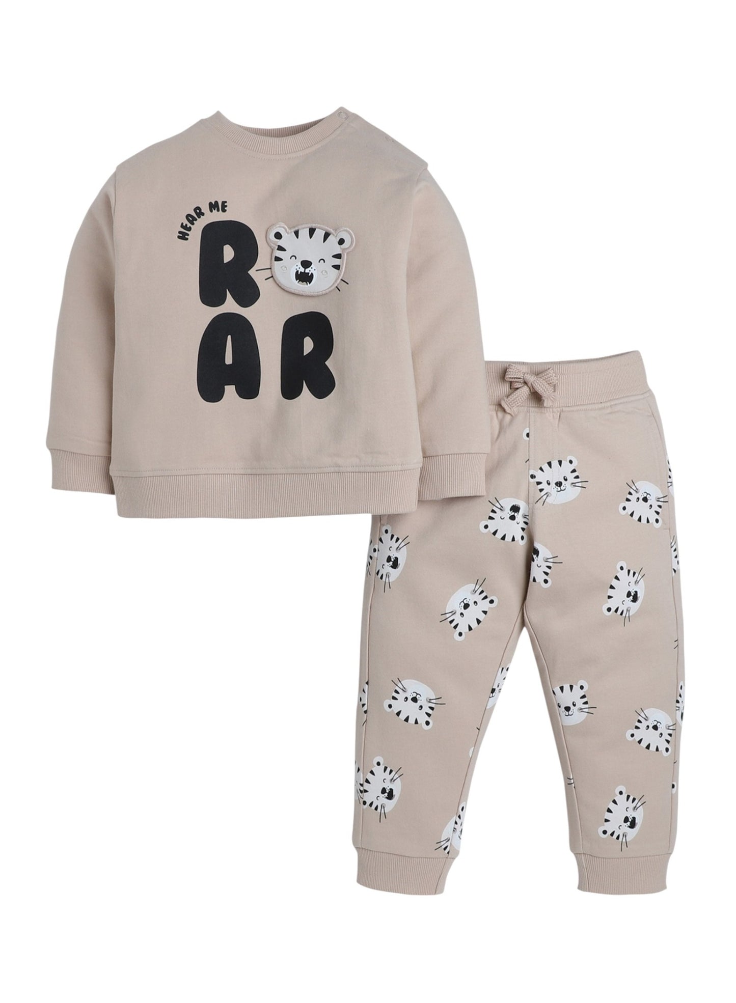 Baby Boys' 2-Piece Fleece Set – “Hear Me Roar” Sweatshirt & Printed Joggers Set