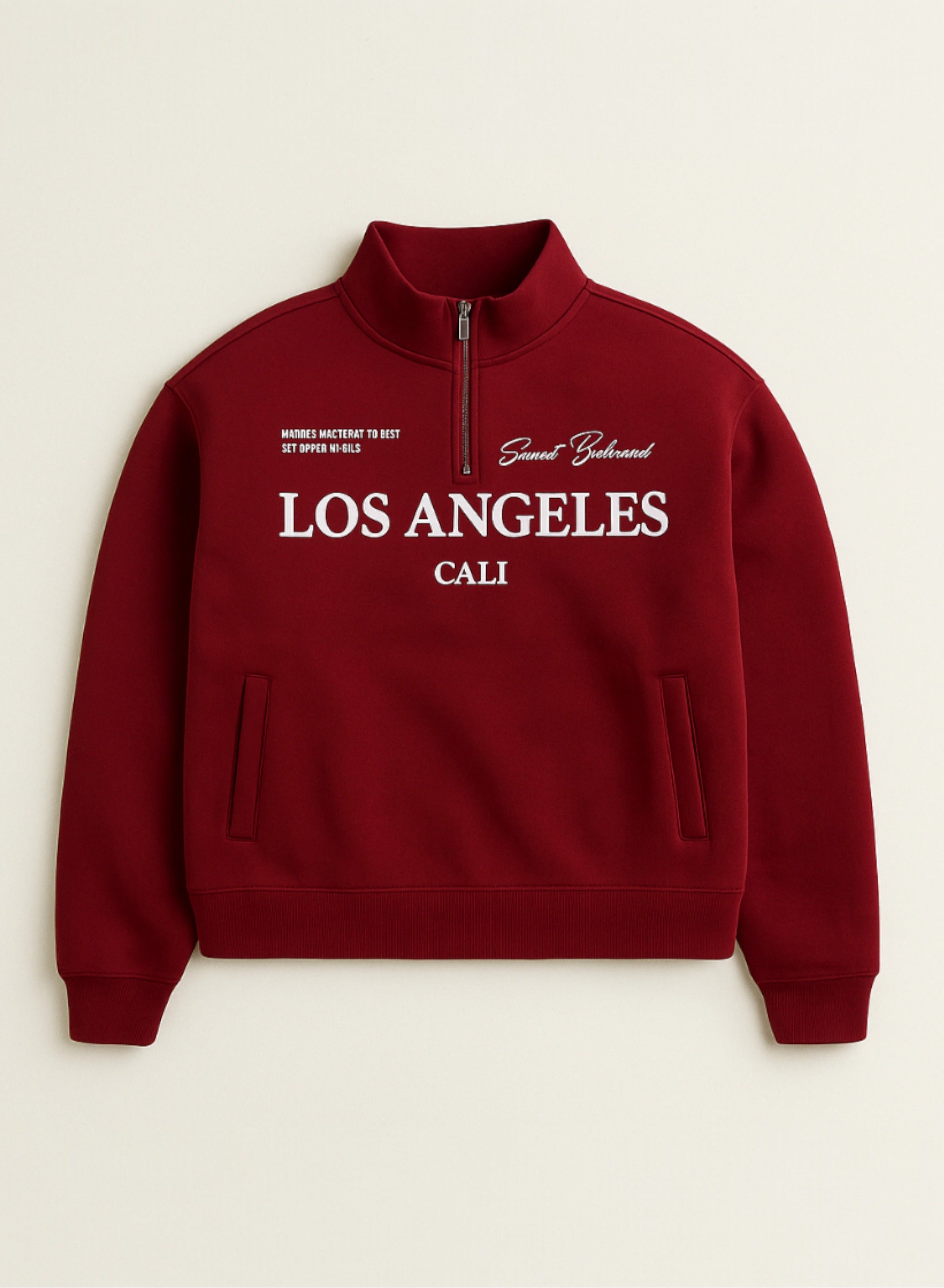 Œlos Angeles Cali” Half-Zip Sweatshirt “ 100% Cotton Fleece Pullover | 280 Gsm
