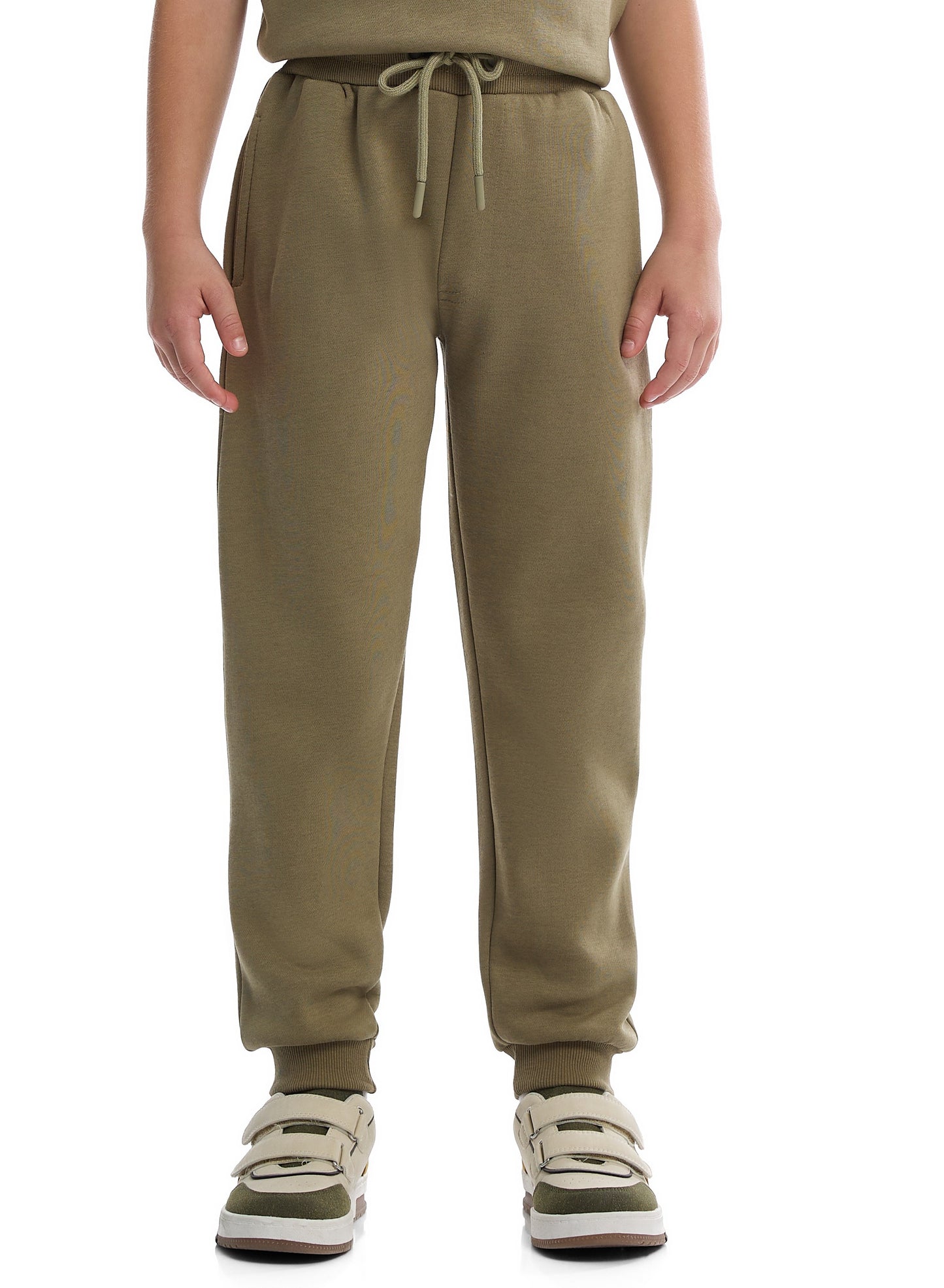 Boys Olive Green Printed Utility Fleece Tracksuit - Sweatshirt with Crossbody Bag Print