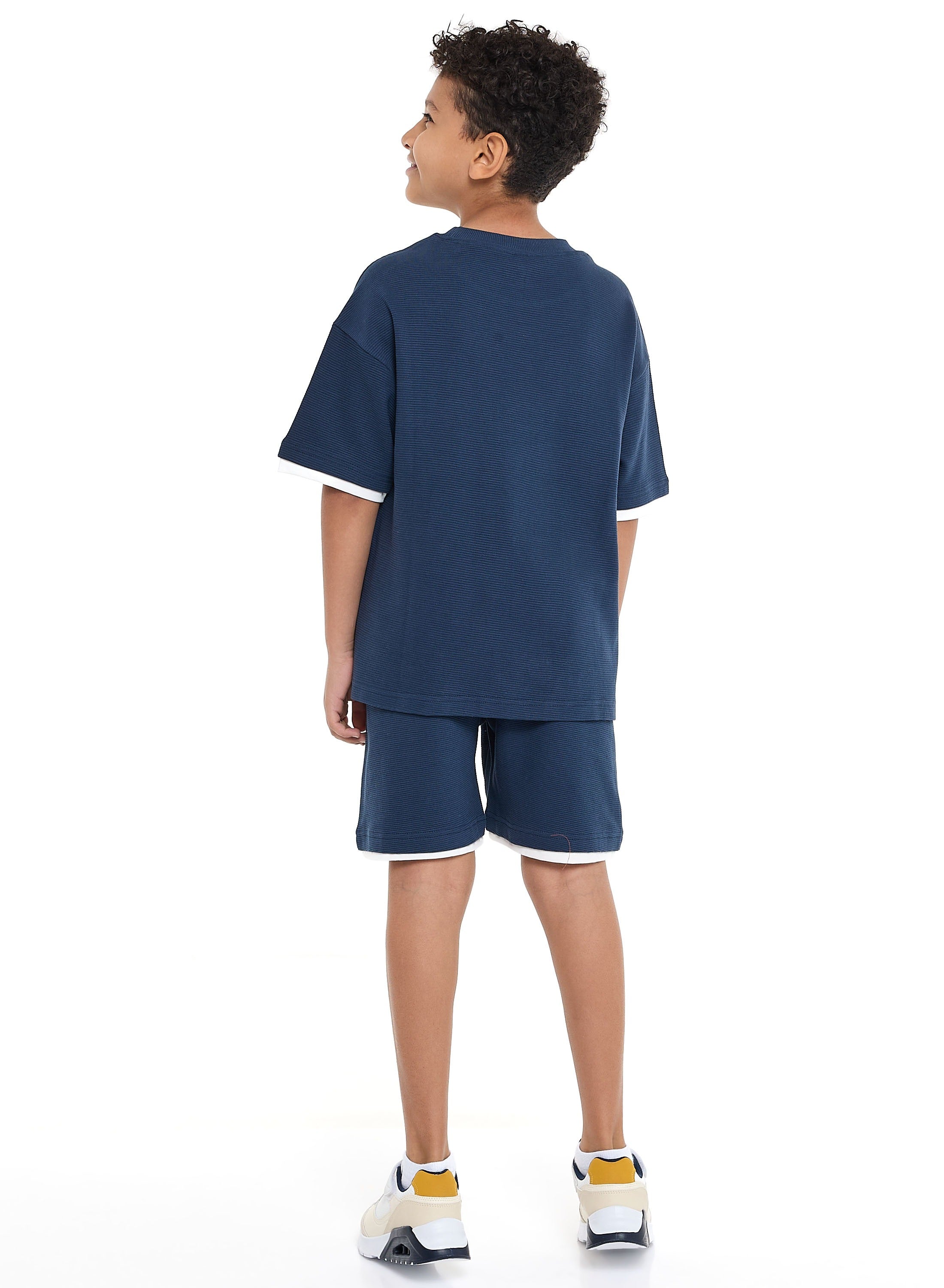 Oversized Victor And Jane Boys' Set “ Navy T-Shirt And Shorts Outfit With Label Detail