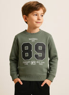 Boys’ Olive Green Œ89 Baseball Club” Sweatshirt