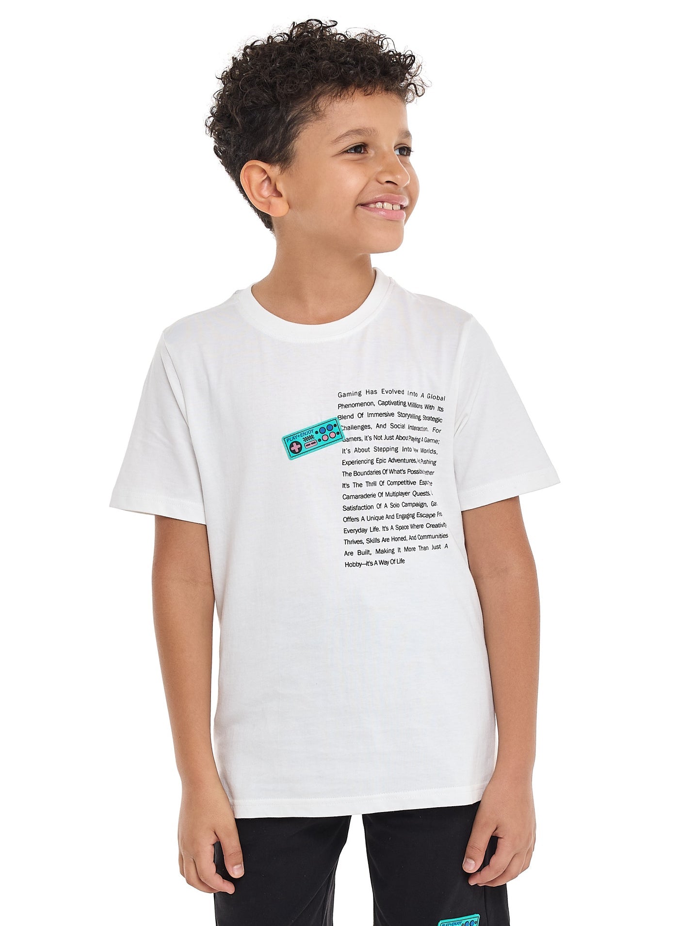 Victor and Jane Boys' 2PC Set – Game ready, Football, Championship, T-Set & shorts- Off White & Black