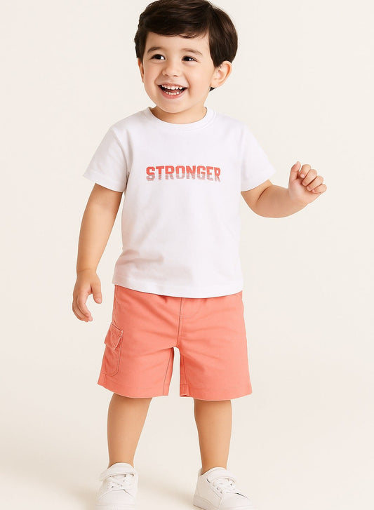 Junior Boys Slogan Print Cotton T-Shirt - White