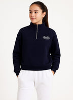 Œsports Club” Girls' Half-Zip Sweatshirt “ Navy | 100% Cotton Fleece |