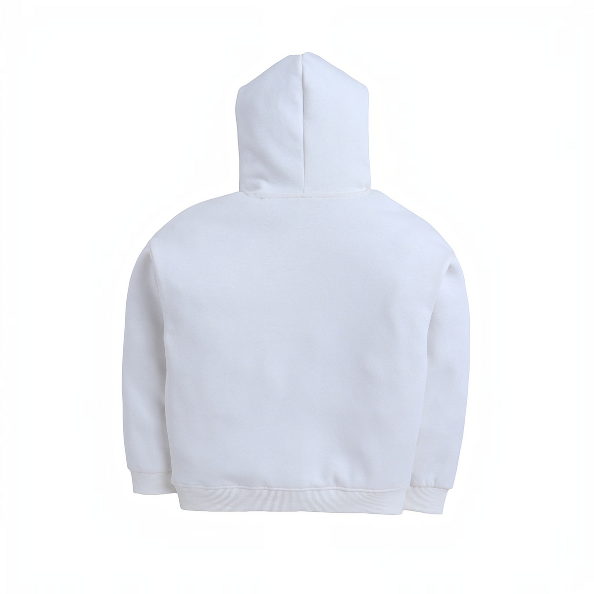 victor and jane boys plain white hooded sweatshirt viewed from the back