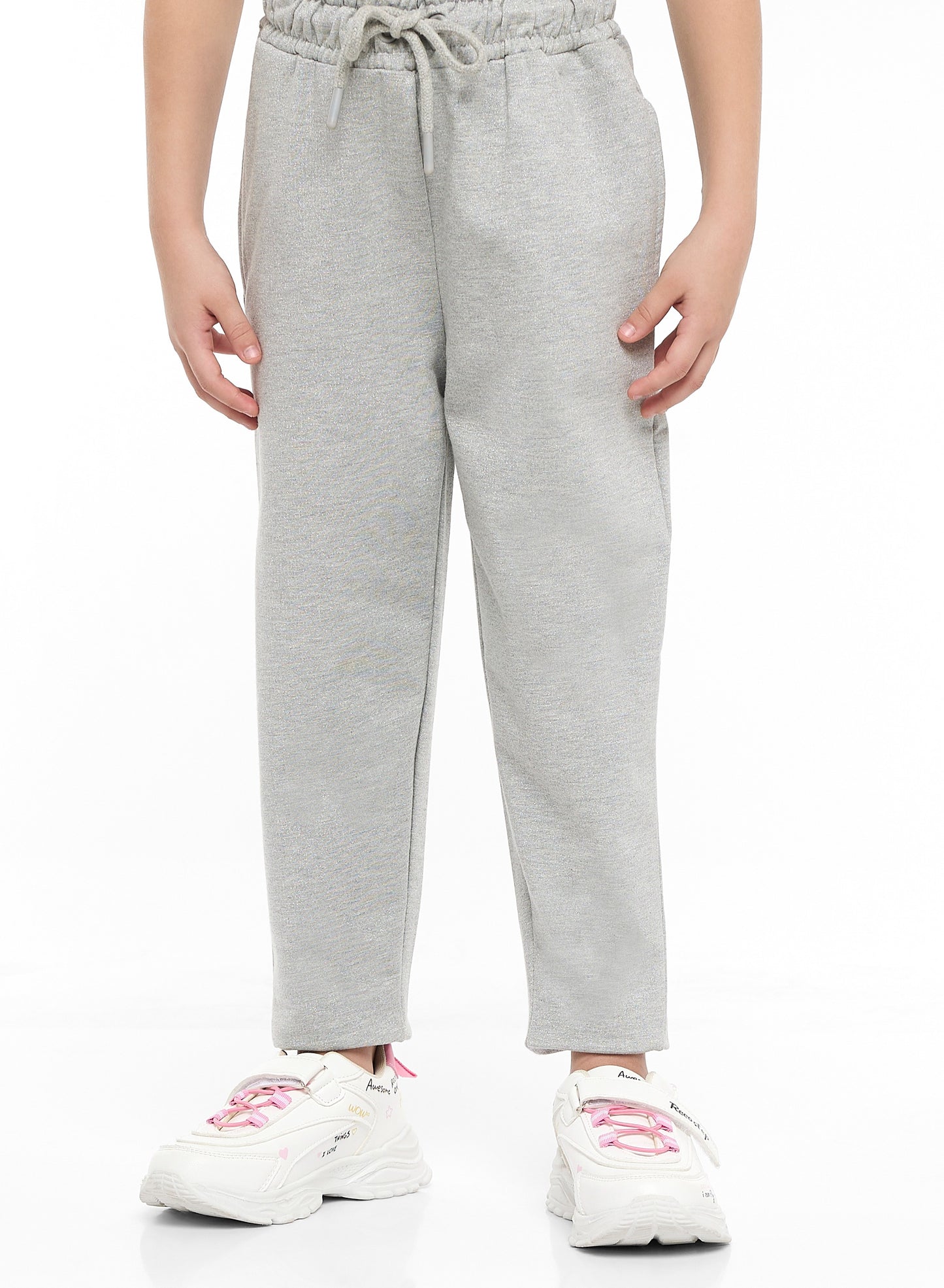 Girls Love Flower Fleece Tracksuit – Black & Grey 2-Piece Set