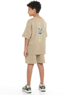 Oversized - Boys' Jacquard 2-Piece Set - T-Shirt And Matching Shorts With Pocket Detail