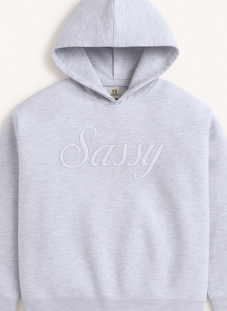 Œsassy Soul” Girls' Graphic Hoodie “ Heather Grey | 100% Cotton Fleece |