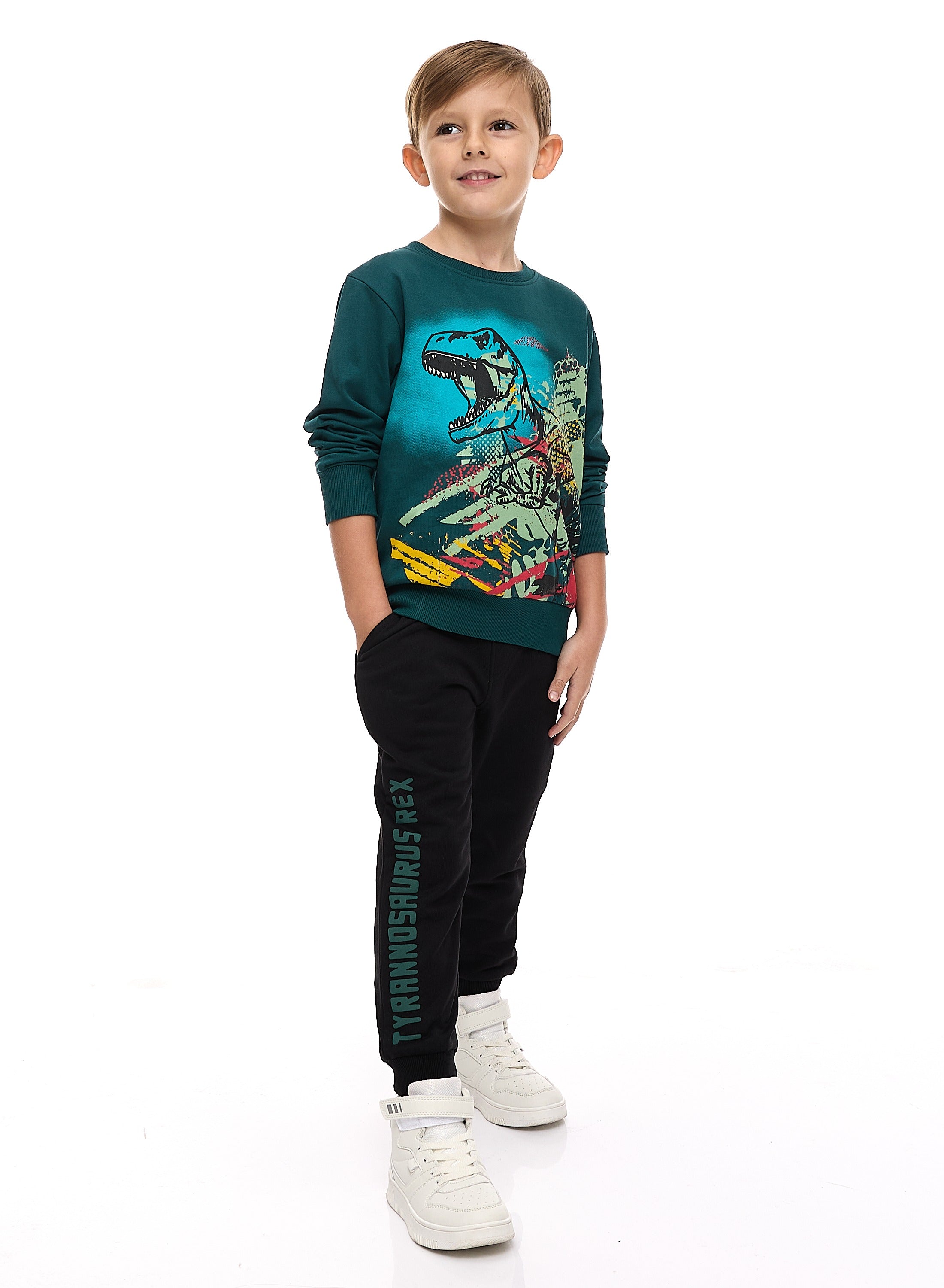 Boys' 2-Piece Sweatshirt And Jogger Set - Dk Green -Black