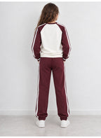 Girls Raglan Sleeve Sweatshirt and Wide Leg Pants Set