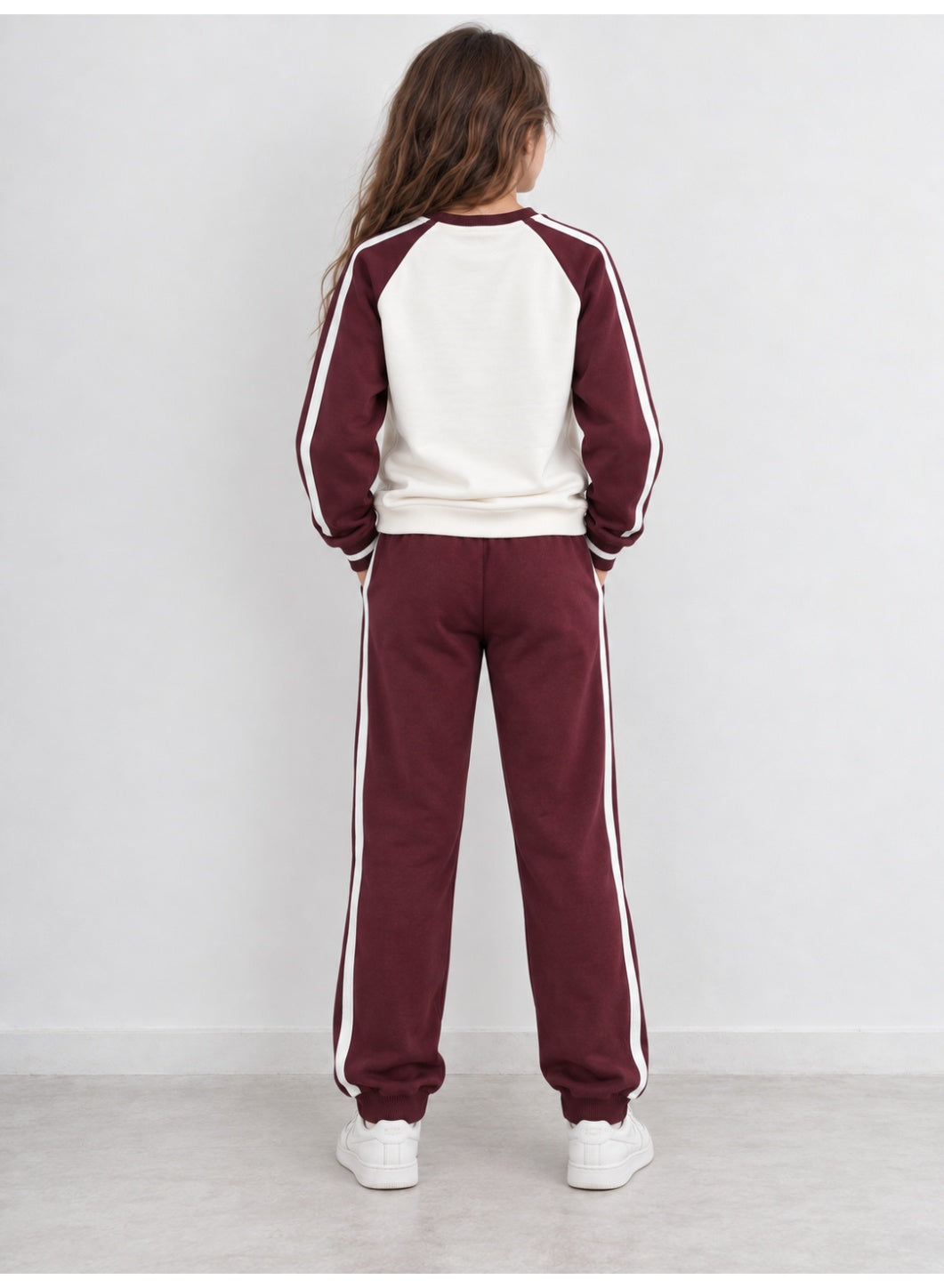 Girls Raglan Sleeve Sweatshirt and Wide Leg Pants Set