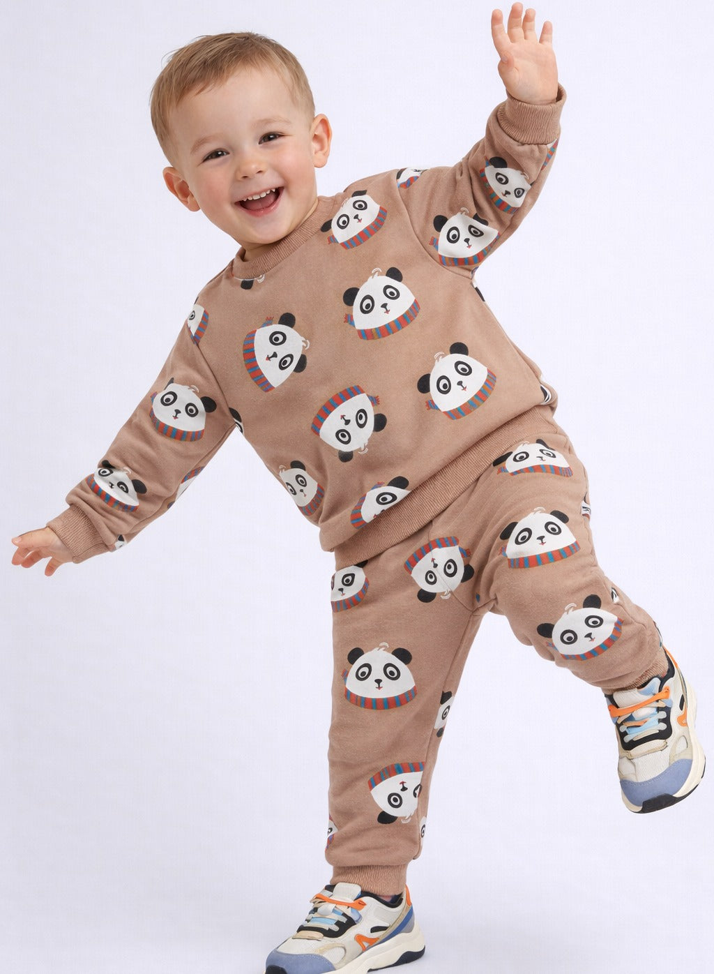 Fashion Infant Set - All Over Printed Sweatshirt And Jogger Set - Lt Brown Aop