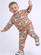 Fashion Infant Set - All Over Printed Sweatshirt And Jogger Set - Lt Brown Aop