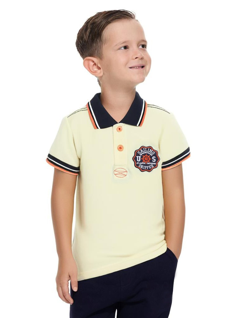 Victor & Jane Junior Boys' Polo T-Shirt – Yellow colour with Embroidered label detail
