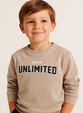 Boys' Beige "Unlimited Edition" Graphic Sweatshirt