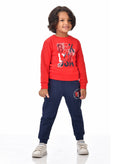 Kids Boys 2-Piece Set - T-Shirts & Shorts -Off-White And Plum (100% Cotton)