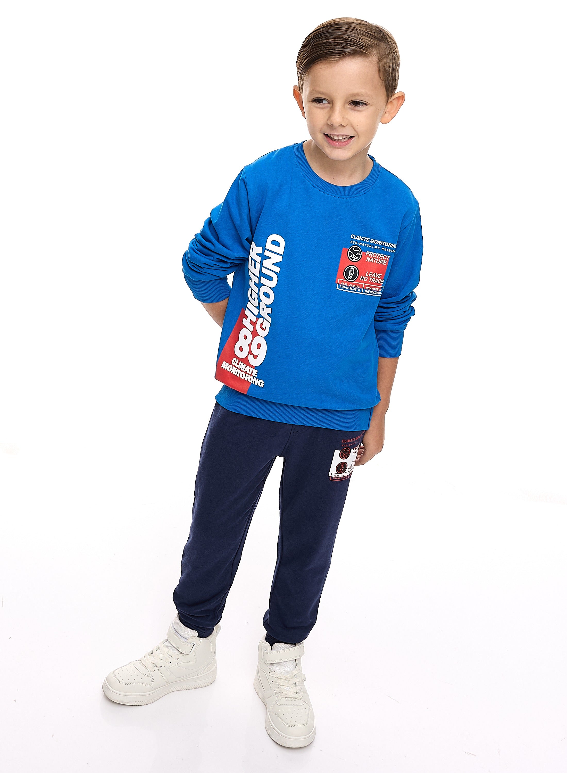 Boys' 2-Piece Sweatshirt And Jogger Set - Royal Blue/Navy