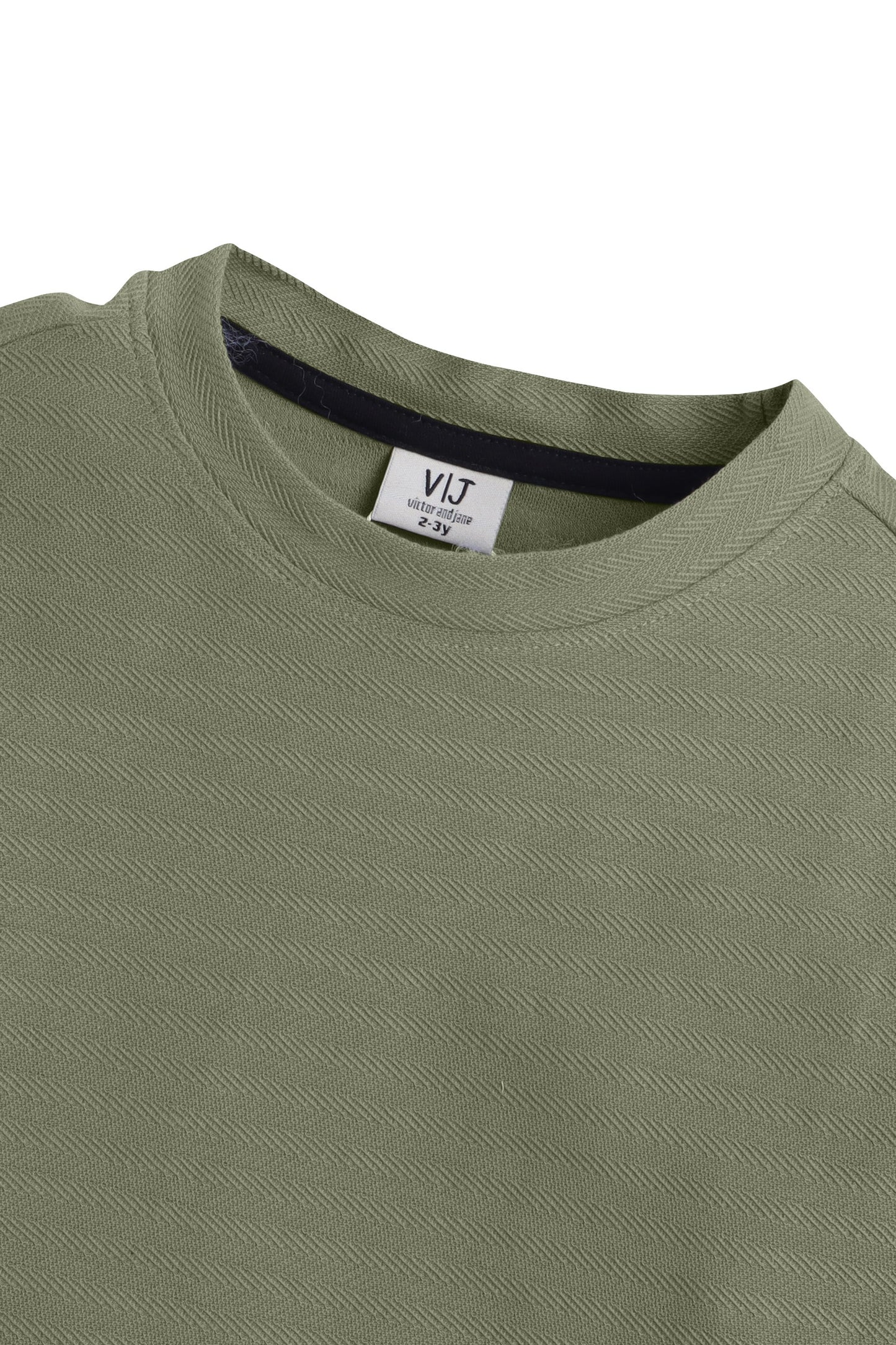 Junior Boys Textured Cotton T-Shirt - Olive Green