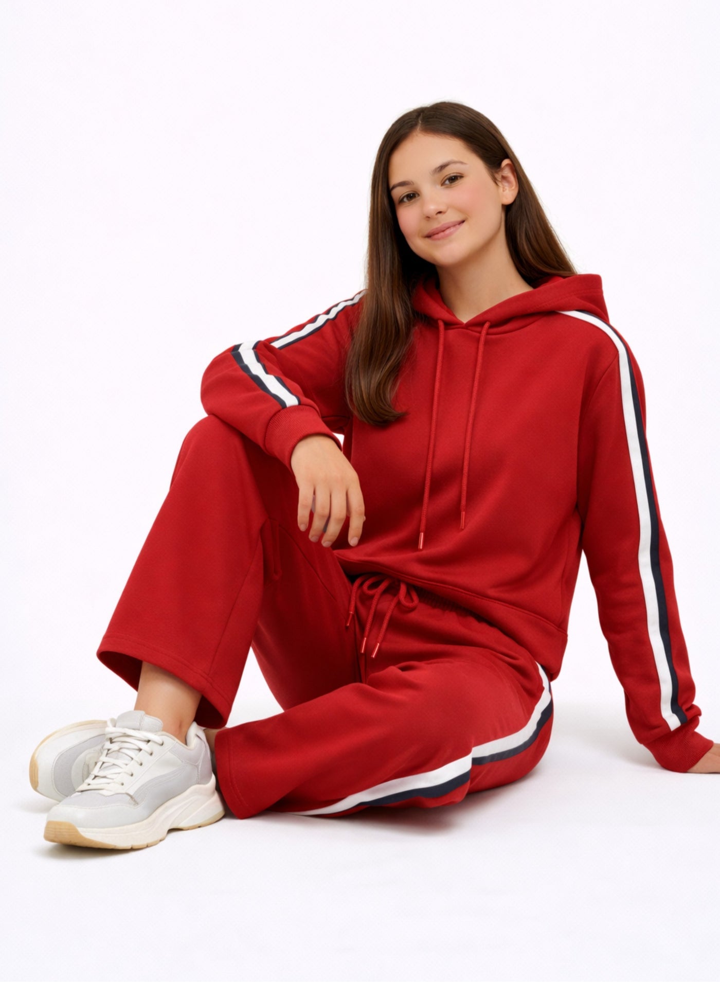 Girls Red Cropped Hoodie & Jogger Set “ 100% Cotton Fleece
