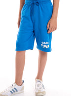Victor and Jane Cotton Graphic Short Sleeve T-Shirt & Shorts Set - Blue & White